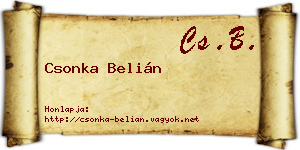 Csonka Belián névjegykártya